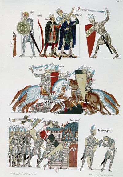 The Magi, the Battle of Joshua and the Siege of Dan, from the Hortus Deliciarum by Herrade de Landsberg by German School